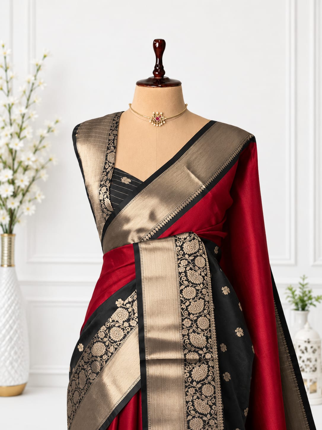 Banarasi Half & Half Semi Katan Soft Silk Saree