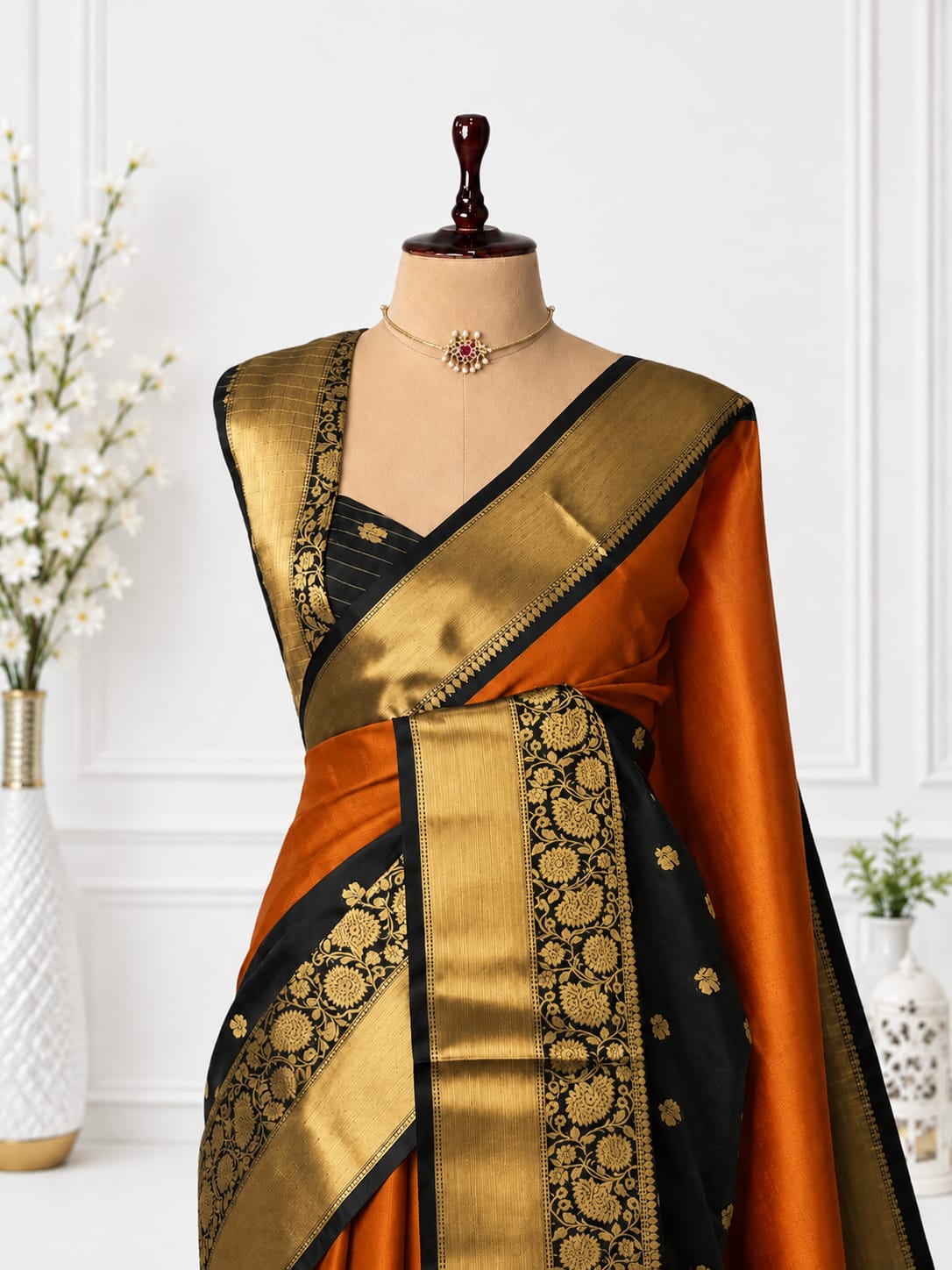 Banarasi Half & Half Semi Katan Soft Silk Saree