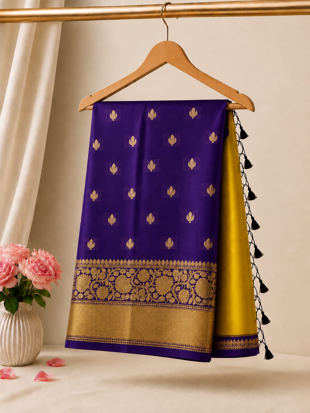 Banarasi Half & Half Semi Katan Soft Silk Saree