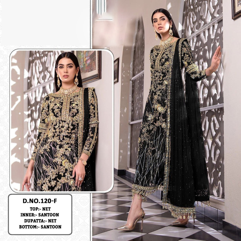 Pakistani Designer Net Embroidered Semi-Stitched Salwar Suit with Diamond & Moti Work