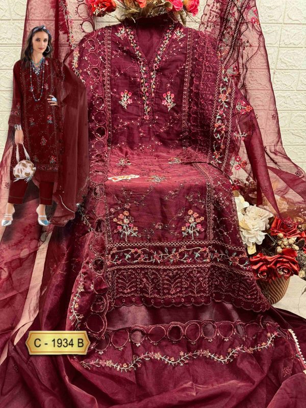 Rosemeen 1934 Organza Embroidered Salwar Suit Set with Hand Work