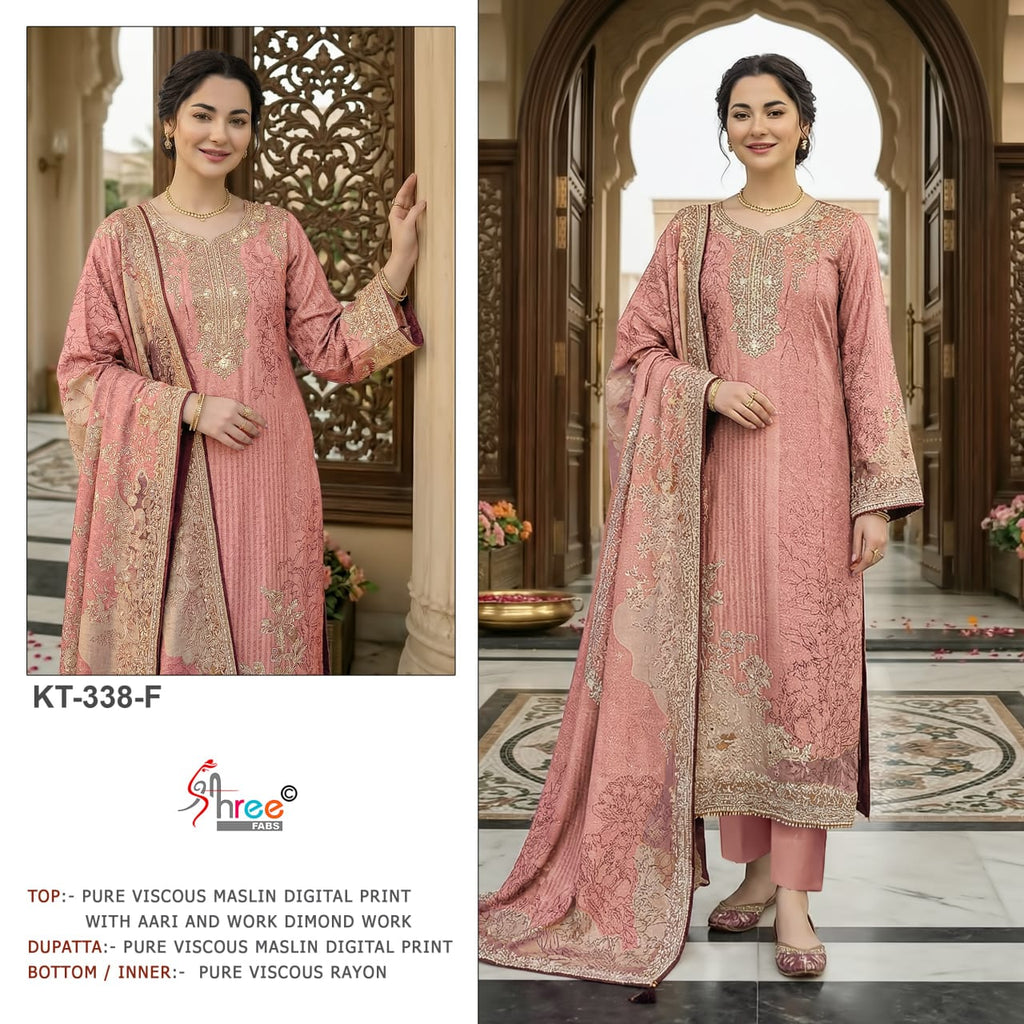 KT-338 Pure Viscose Muslin Digital Print Salwar Suit Set