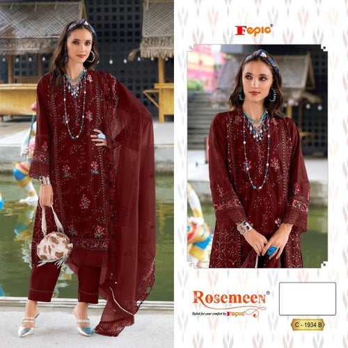 Rosemeen 1934 Organza Embroidered Salwar Suit Set with Hand Work
