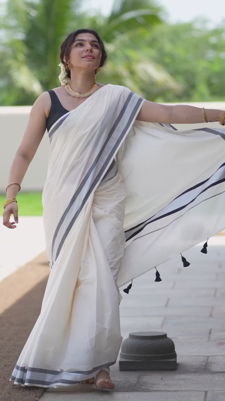 Fancy Border Onam Kerala Cotton Saree